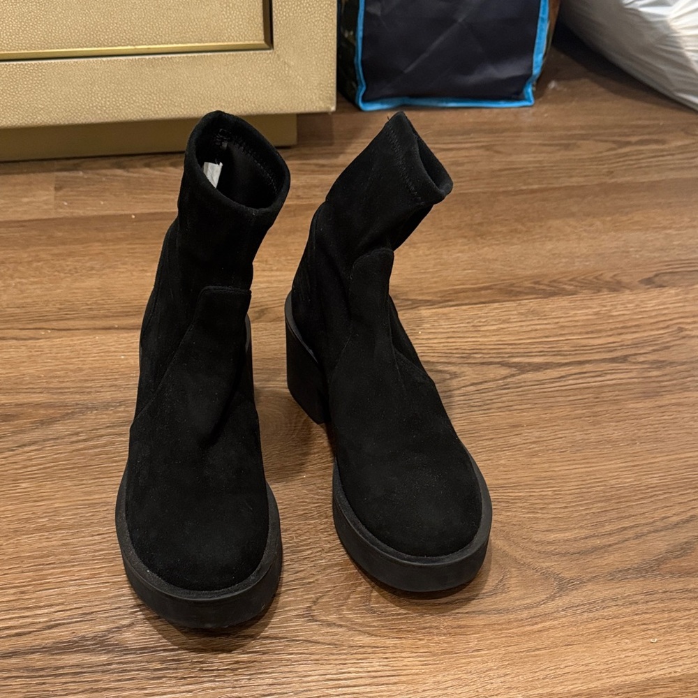 Stuart Weitzman Black Suede Ankle Boots